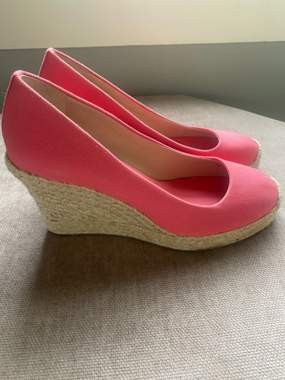 J. Crew Coral Canvas Espadrille Wedge Pumps